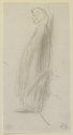 Profile sketch of an old woman, standing