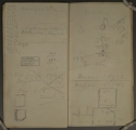 'Studies of a case or box', & 'Plans of a Drawing Room & North Room, & studies of an earring or pipe', Valparaiso Notebook, pp. 22-23, GUL