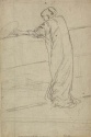 Draped figure with fan, on balcony, The Hunterian