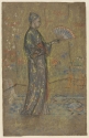 r.: Japanese lady decorating a fan; v.:Standing Woman Holding Up Her Dress