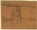 r.: Study for 'Blue and Silver: Screen, with Old Battersea Bridge'; v.: Seated nude, man in top hat;