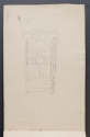
                A china cabinet and a tiny figure, Sketchbook,  inside front cover, The Hunterian