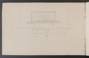 
                Front and side plans of a china cabinet, Sketchbook, p. 3, The Hunterian 