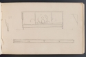 
                Side and front views of china on a shelf, Sketchbook, p. 96, The Hunterian