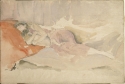 Mother and child reclining on a couch