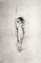 
                Study of nude figure looking right, Whereabouts unknown