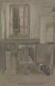 r.: House front with a woman at the window; v.: Rosalind Birnie