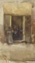 
                Figures in a doorway, Private Collection