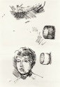 Studies of a woman's head and a cylindrical object