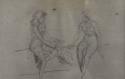 
                    Two nudes seated on a sofa, one with a cap and fan, The Hunterian