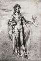 
                A draped girl holding a fan in her left hand, Whereabouts unknown