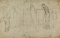 r.: A composition - draped figures on a terrace; v.: Studies for 'Variations in Blue and Green'
