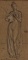 r.:  A woman holding a potted plant; v.:  A woman trailing a scarf