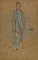 A woman in a blue striped toga