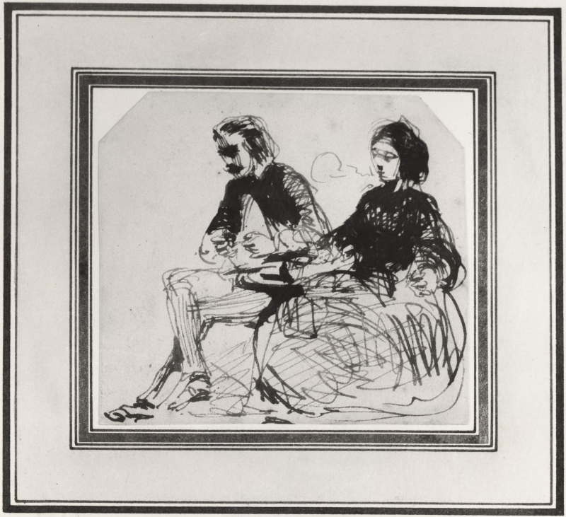 Seated man and lady