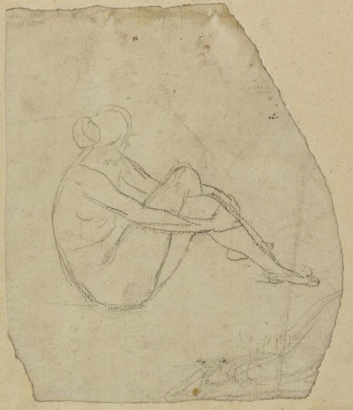 r.: A seated nude clasping her knees; v.: Figure Studies