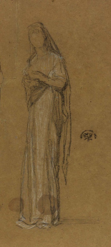 A woman with a scarf over her head