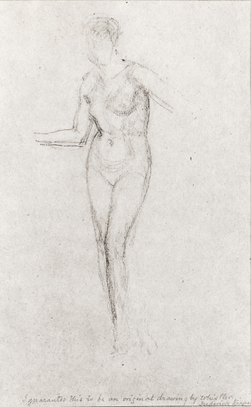 r.: Nude standing; v.: Designs for rosettes on Mrs Leyland's dress