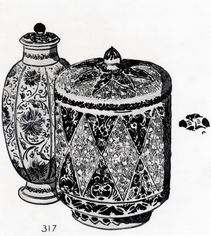 Oviform Vase with cover and Tobacco Jar and cover surmounted with a knob