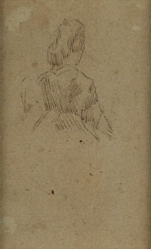 Lady seated, seen from behind