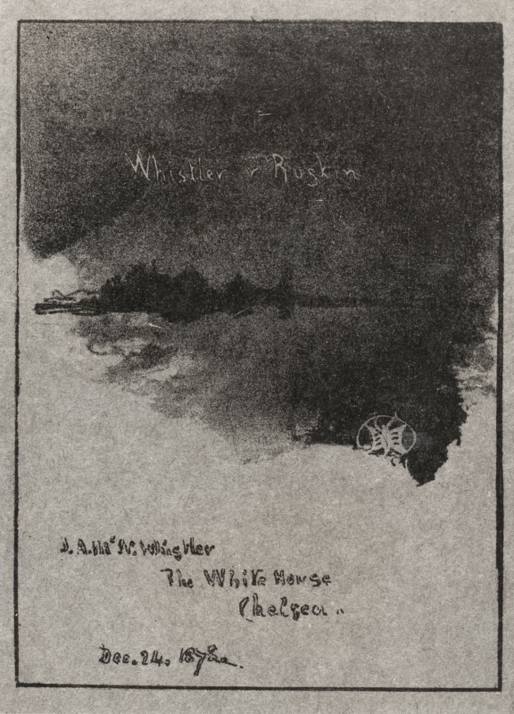 r. and v.: Design for the cover of 'Whistler v. Ruskin: Art and Art Critics'