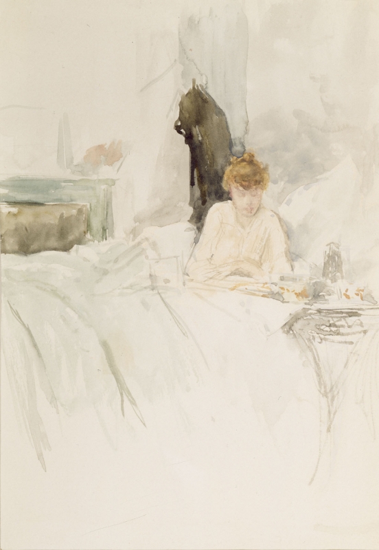 Maud reading in bed