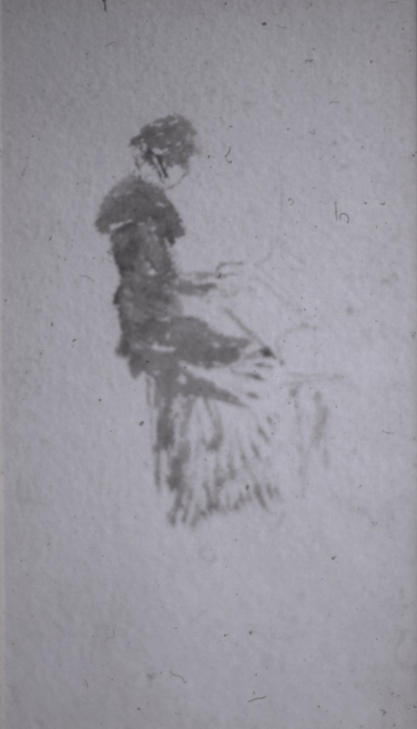 r.: Lady playing the piano; v.: ship in a storm