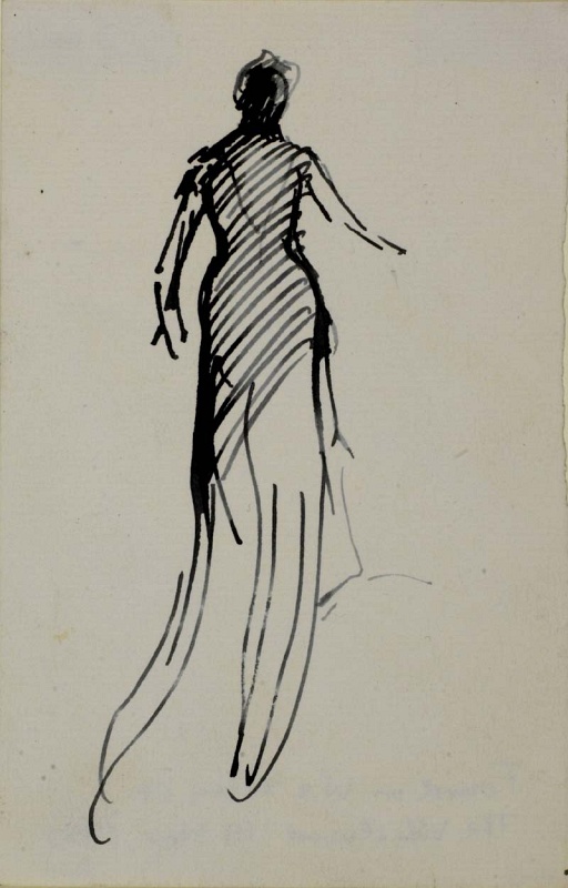 Woman in a dress with a long train