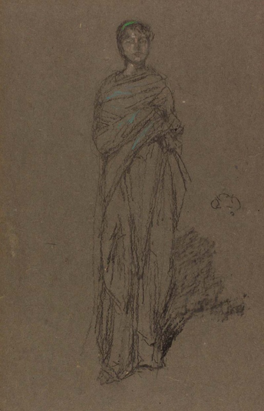 A girl in a green toga