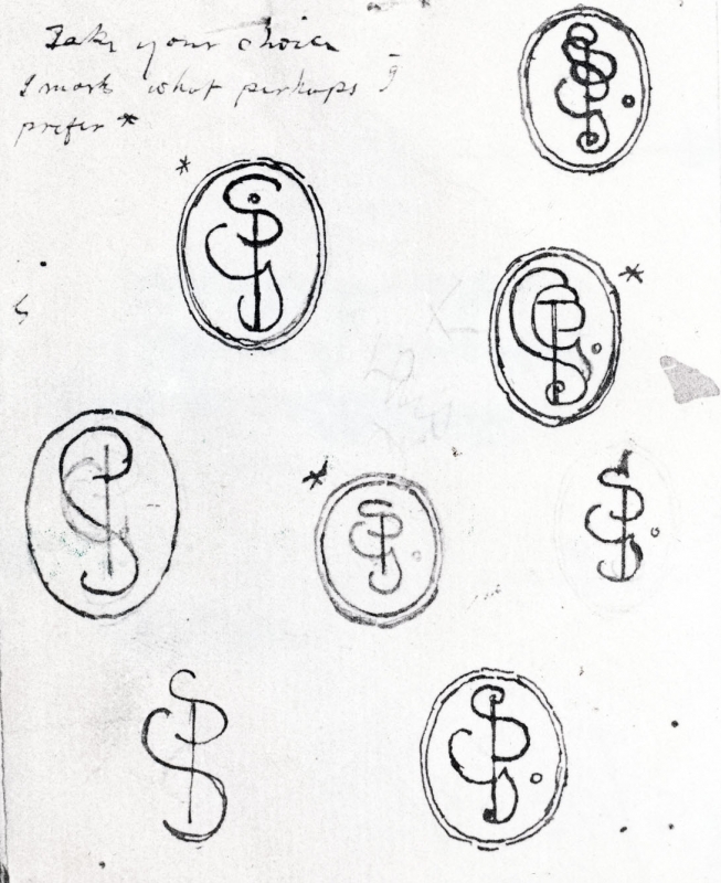 r.: Designs for monogram for ISSPG ; v.: Tracing of monogram for ISSPG