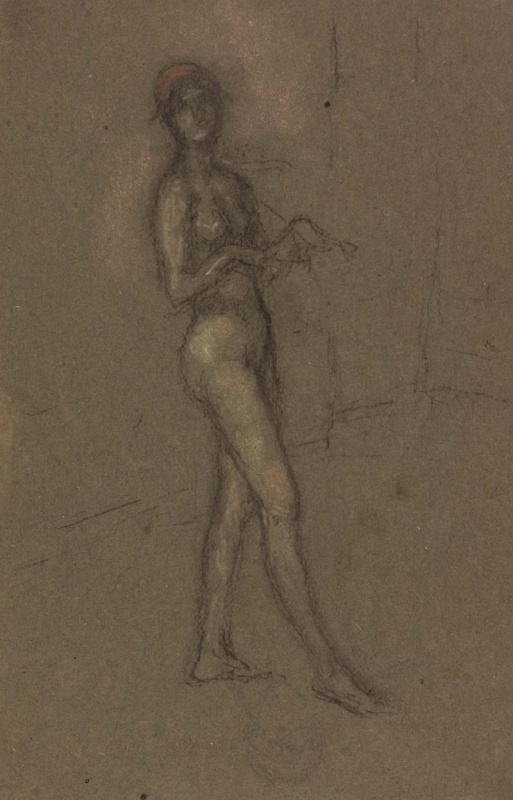 A nude walking to the right