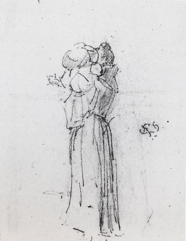 A woman standing, carrying a child, Ajaccio