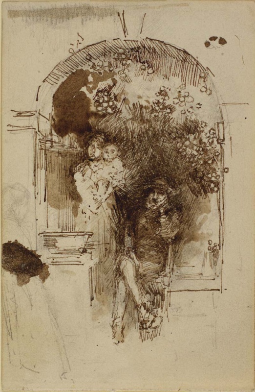 Family in an archway